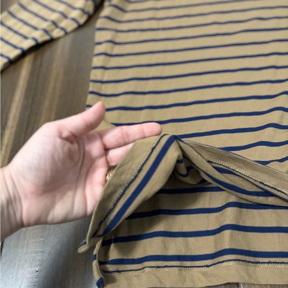 Land's End Sz XL Plus Striped Tan Black Long Sleeve Crew Round Neck Top Gorp - Picture 5 of 7